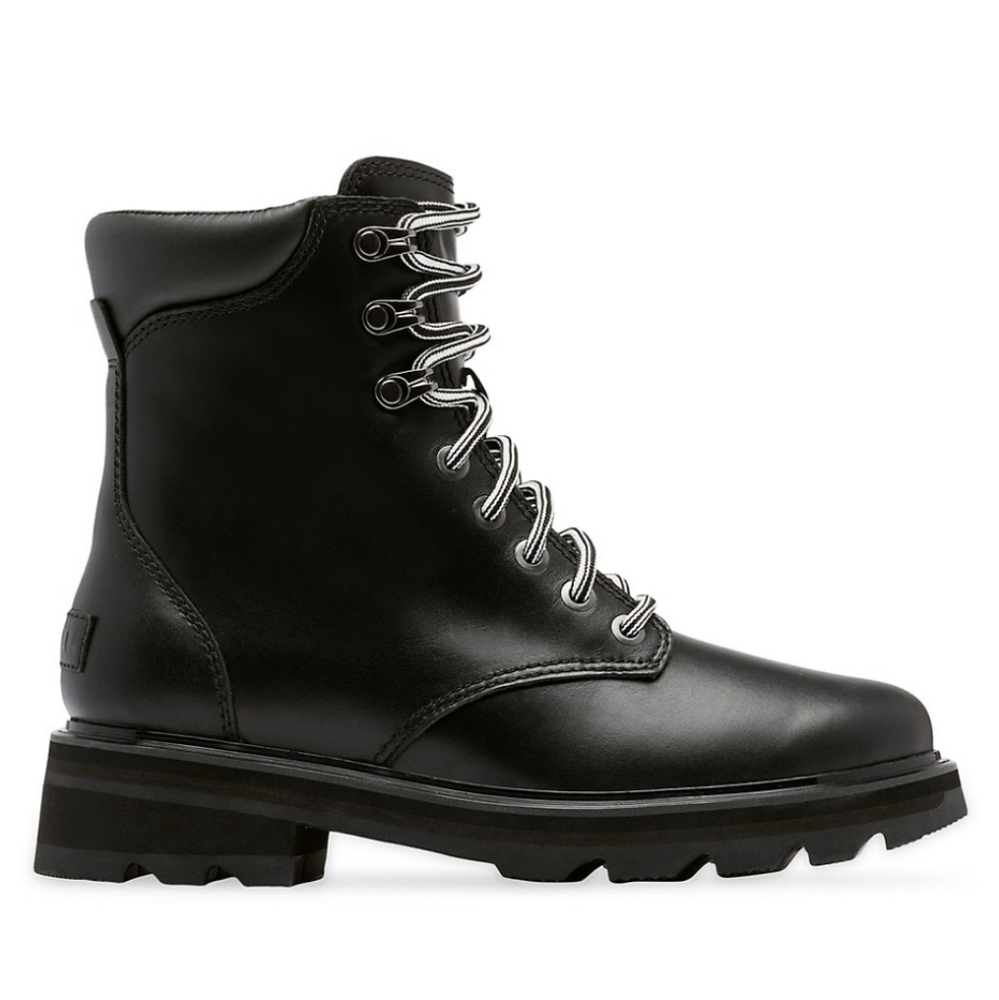 SOREL Lenno Leather Lace-Up Stacked Boots MSRP $190